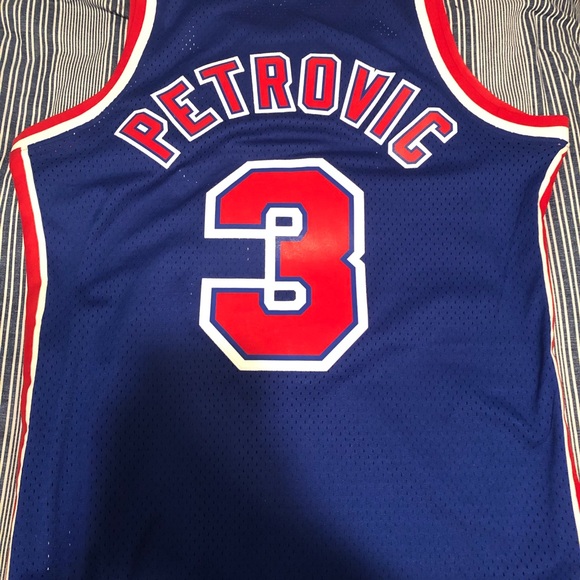 Used adidas New Jersey Nets Drazen Petrovic Hardwood Classics Jersey M - Picture 2 of 6